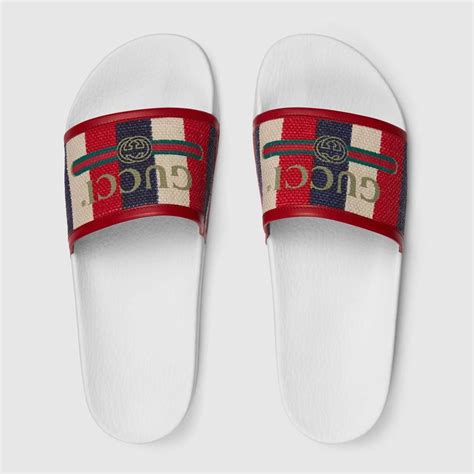 gucci logo sylvie slide sandal|Gucci slide sandals for men.